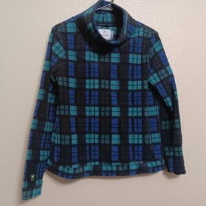 Dudley Stephens Blue Plaid Fleece Pullover Top